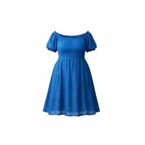 Lane Bryant Blue Ruffle Tiered Eyelet Dress - Size 16P